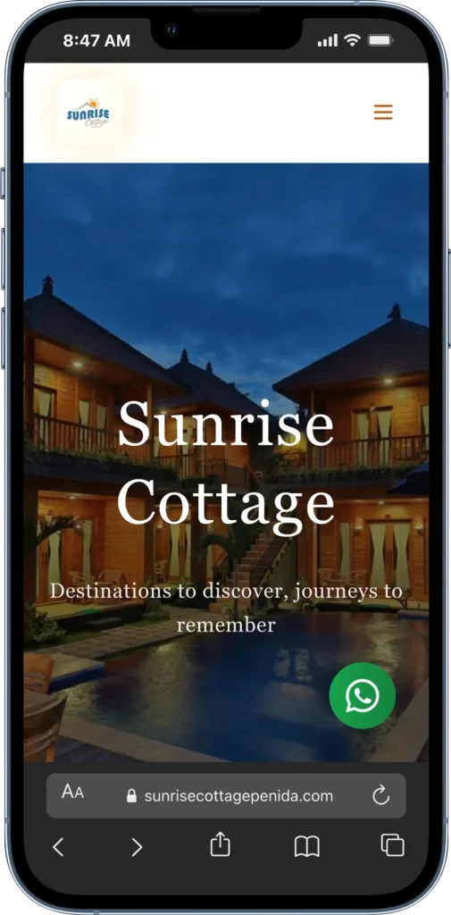 Sunrise Cottage Penida | Villa Website | Mobile View